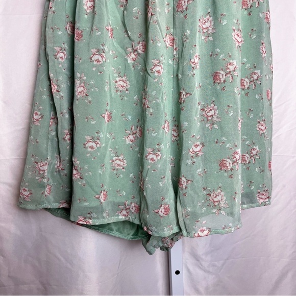 Trixxi Mint Green Floral Romper XL NWT Ruffle Babydoll Cottagecore Fairycore - Picture 7 of 13